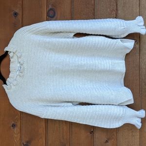 Madewell Ruffle-Neck Pullover Sweater in Cotton-Merino Yarn